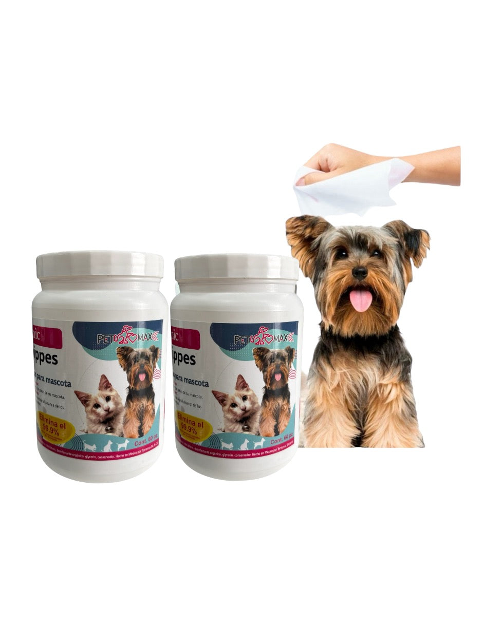 PACK TOALLITAS HIGIÉNICAS PARA MASCOTA (PERRO Y GATO) 2 BOTES